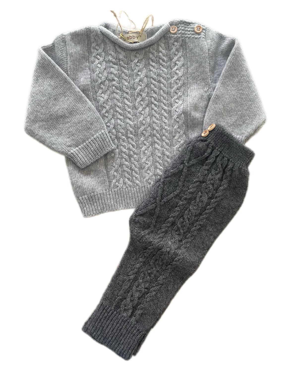 Completo 2 pz intrecciato - grigio