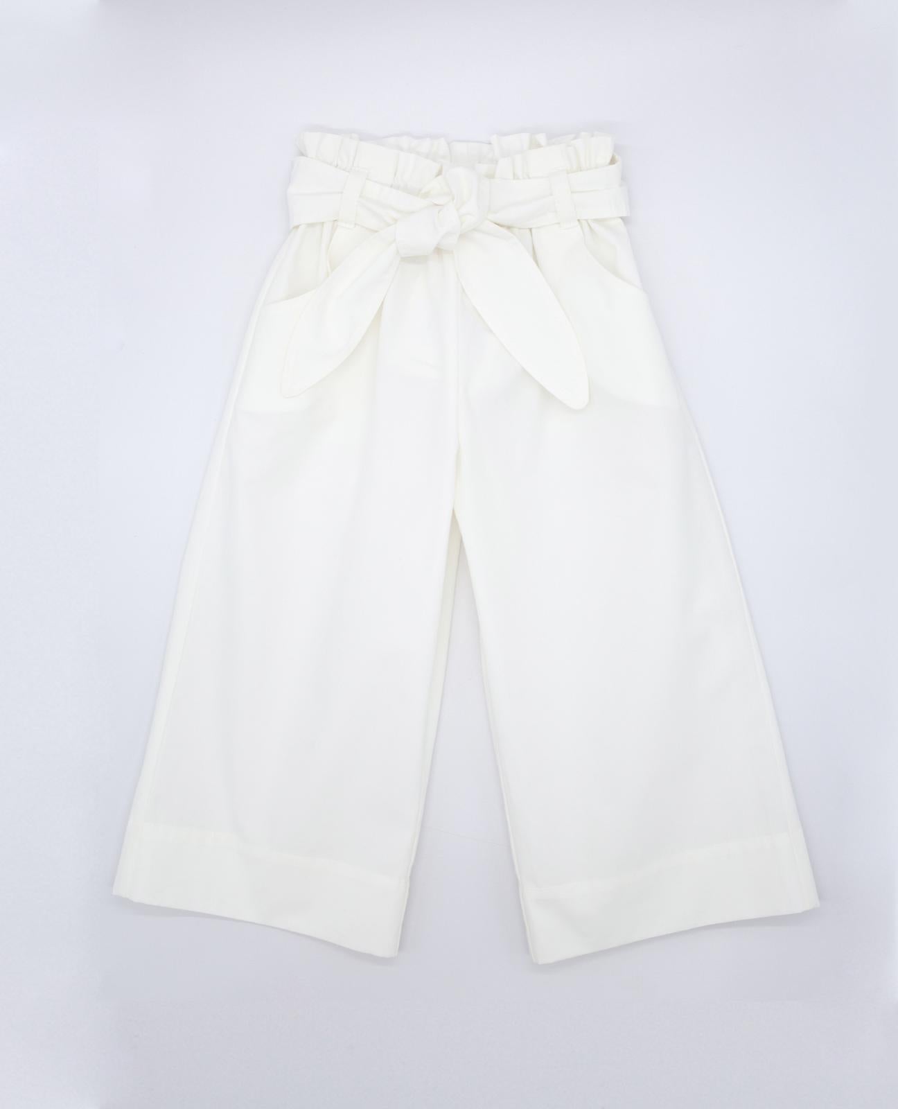 Pantalone Bianco con dettaglio cintura fiocco