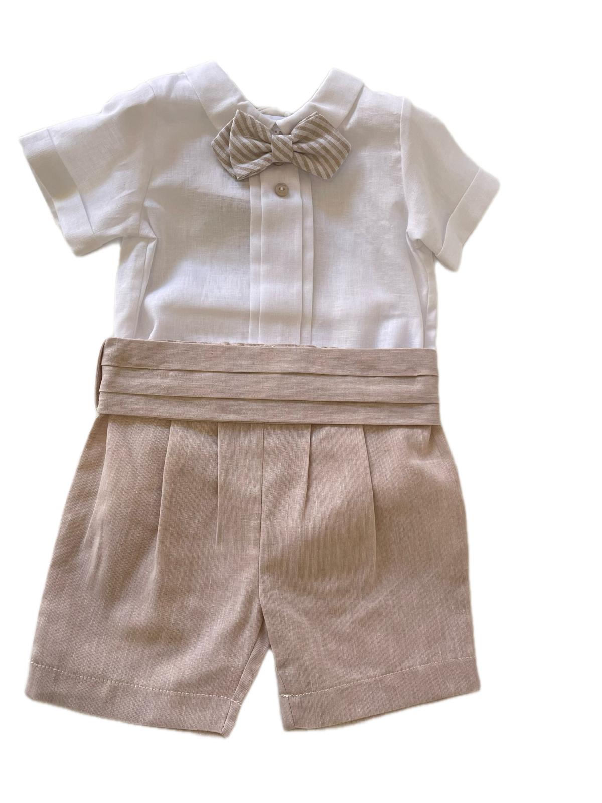 Completino 2 pezzi & papillon Beige