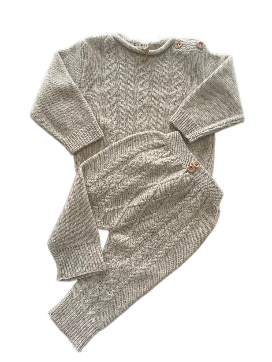 Completo 2 pz intrecciato -  beige